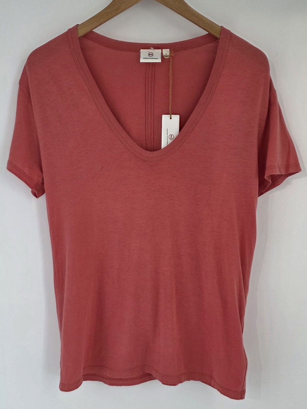 Ag Adriano Goldschmied Coral V-Neck Short Sleeve Tee Womens Size Small